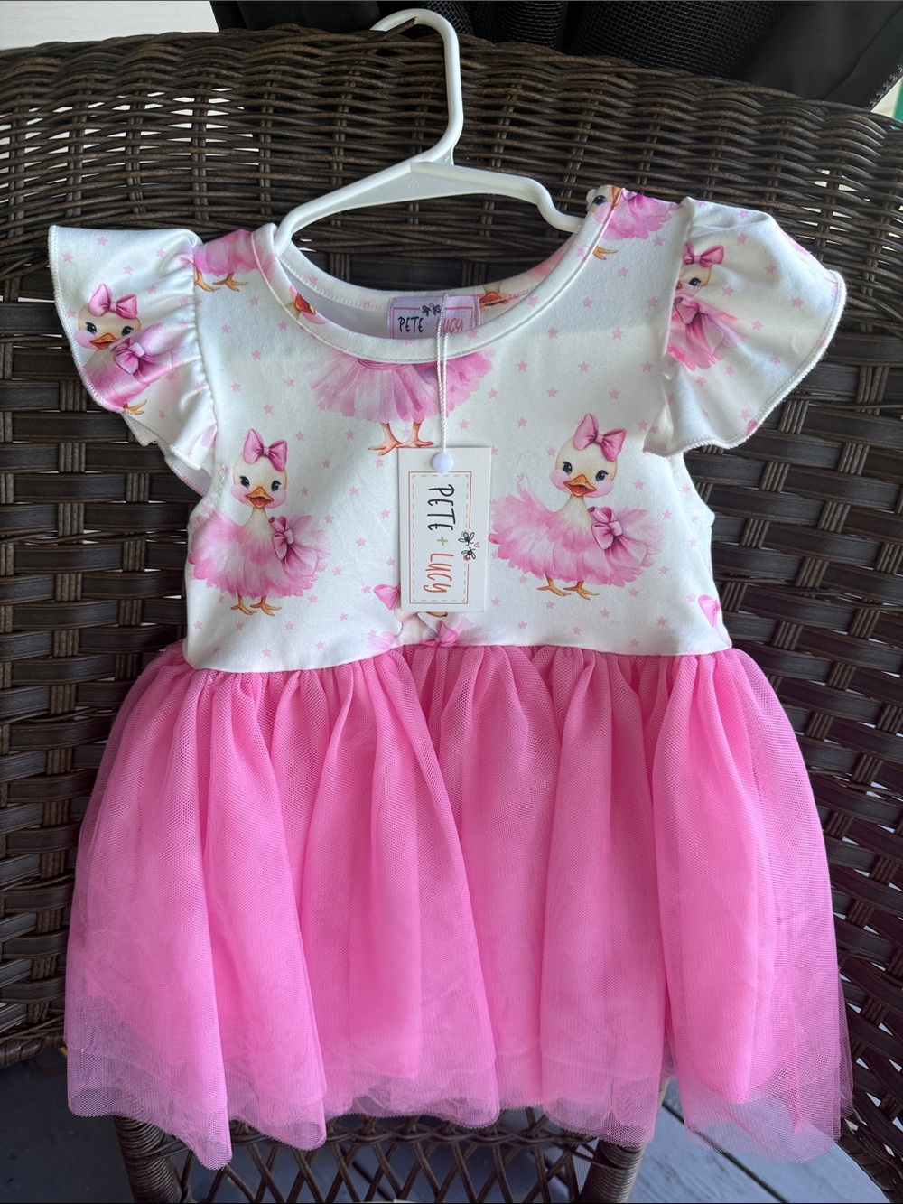 PETE LUCY Pink Tutu Duckling Dress Sz 6/12M